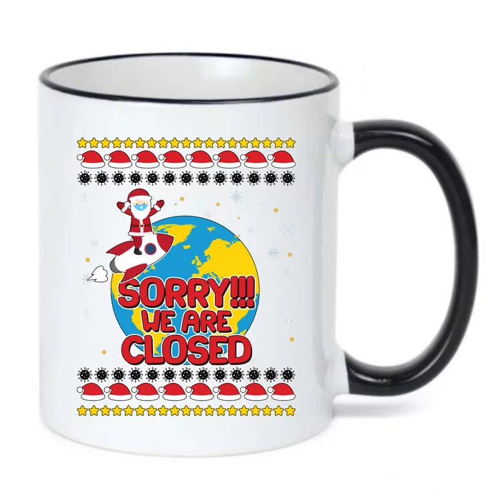 Christmas Sorry We Are Closed Santa On Rocket Quarantined Earth Black Color Changing Mug