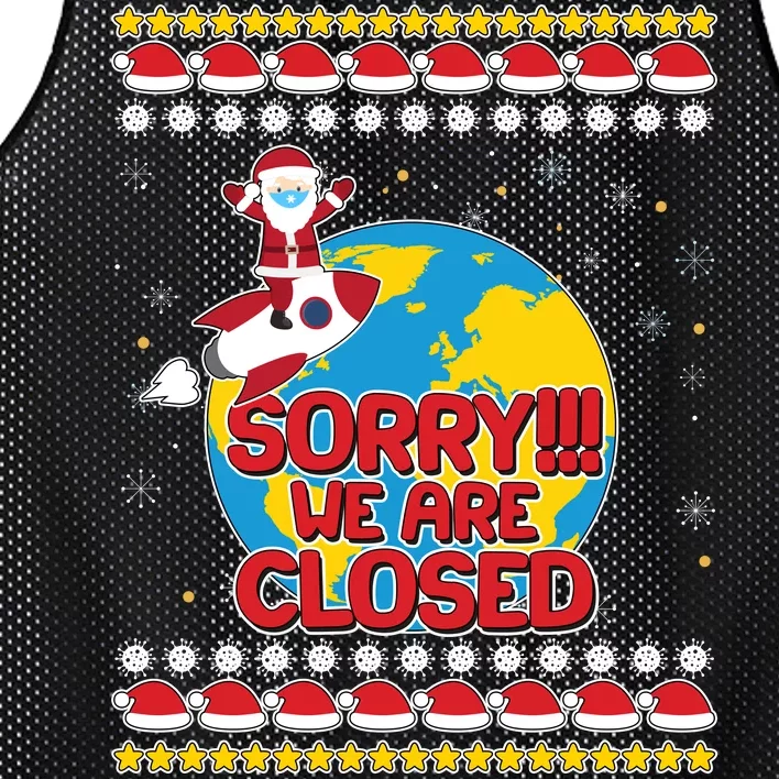 Christmas Sorry We Are Closed Santa On Rocket Quarantined Earth Mesh Reversible Basketball Jersey Tank