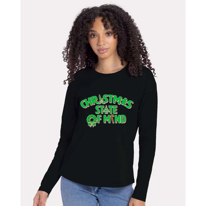 Christmas State of Mind Womens Cotton Relaxed Long Sleeve T-Shirt