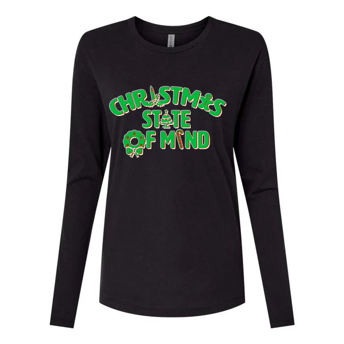 Christmas State of Mind Womens Cotton Relaxed Long Sleeve T-Shirt