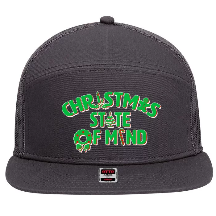 Christmas State of Mind 7 Panel Mesh Trucker Snapback Hat