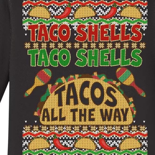 Christmas Tacos All The Way Ugly Sweater Baby Long Sleeve Bodysuit