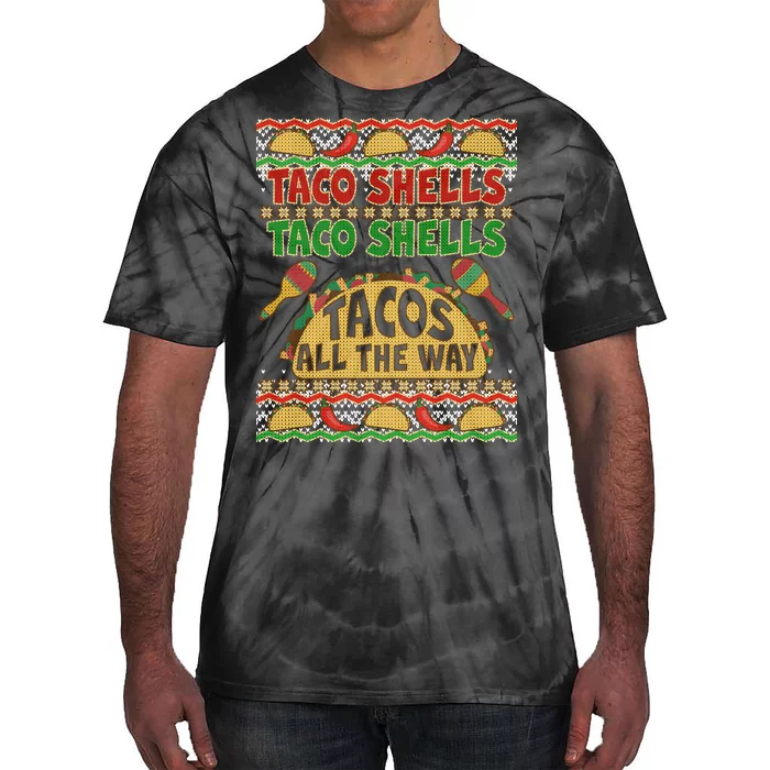 Christmas Tacos All The Way Ugly Sweater Tie-Dye T-Shirt