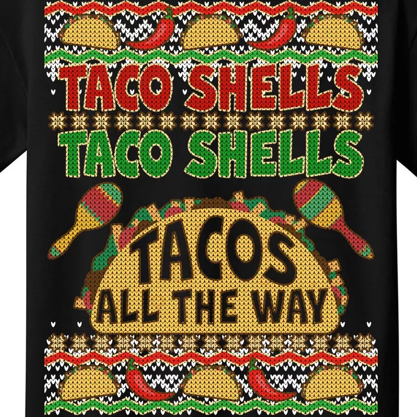 Christmas Tacos All The Way Ugly Sweater Kids T-Shirt