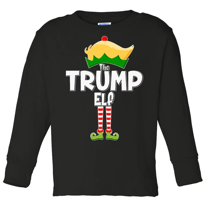 Christmas The Trump Elf  Funny Toddler Long Sleeve Shirt