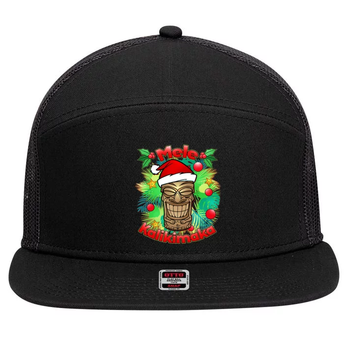 Christmas Tiki Mele Kalikimaka 7 Panel Mesh Trucker Snapback Hat