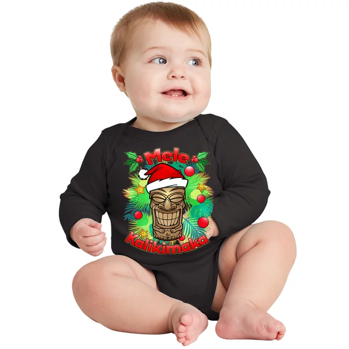 Christmas Tiki Mele Kalikimaka Baby Long Sleeve Bodysuit