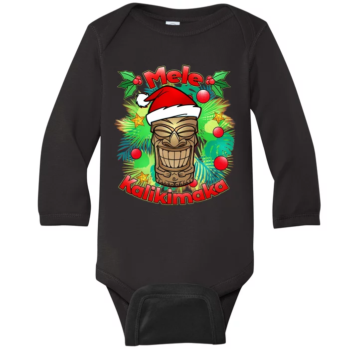 Christmas Tiki Mele Kalikimaka Baby Long Sleeve Bodysuit