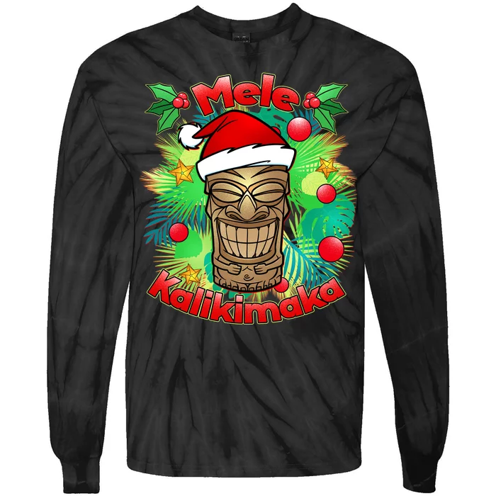 Christmas Tiki Mele Kalikimaka Tie-Dye Long Sleeve Shirt