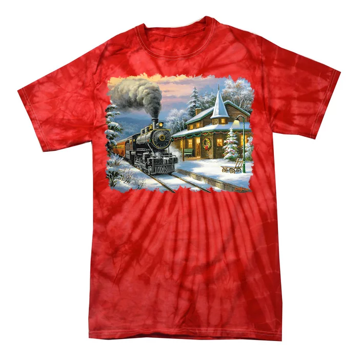 Christmas Train Tie-Dye T-Shirt