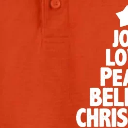 Christmas Tree Joy Love Peace Believe Dry Zone Grid Performance Polo