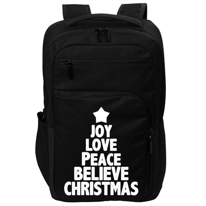 Christmas Tree Joy Love Peace Believe Impact Tech Backpack