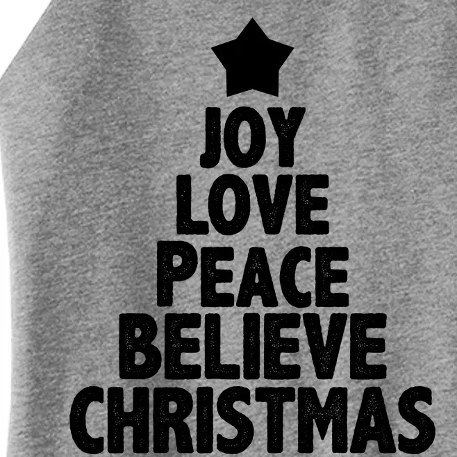 Christmas Tree Joy Love Peace Believe Women’s Perfect Tri Rocker Tank