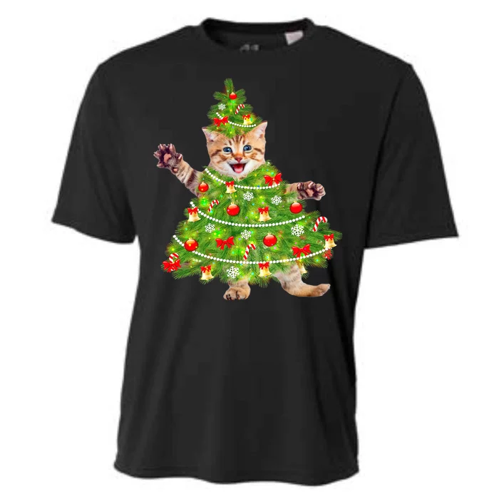 Christmas Tree Kitten Cooling Performance Crew T-Shirt