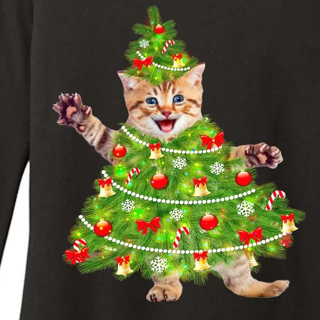 Christmas Tree Kitten Womens CVC Long Sleeve Shirt