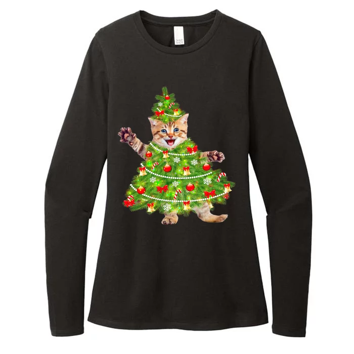 Christmas Tree Kitten Womens CVC Long Sleeve Shirt