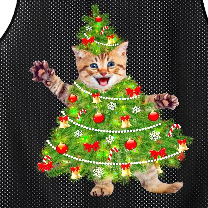 Christmas Tree Kitten Mesh Reversible Basketball Jersey Tank