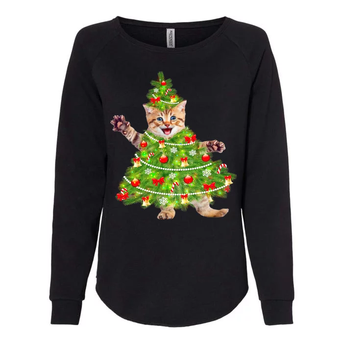 Christmas Tree Kitten Womens California Wash Sweatshirt