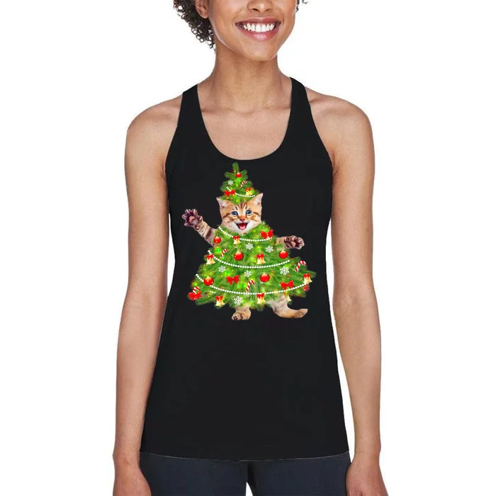 Christmas Tree Kitten Women's Racerback Tank