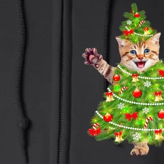 Christmas Tree Kitten Full Zip Hoodie