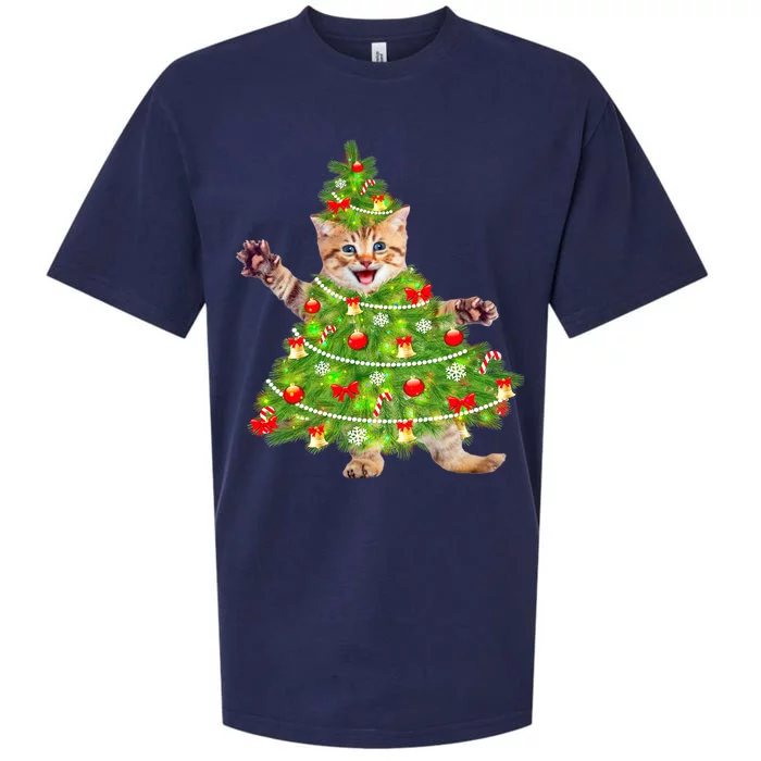 Christmas Tree Kitten Sueded Cloud Jersey T-Shirt