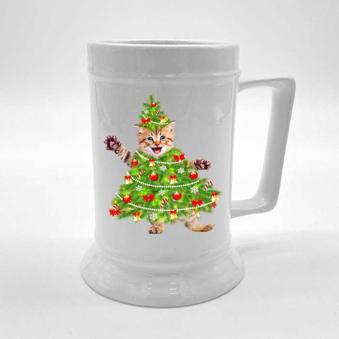 Christmas Tree Kitten Front & Back Beer Stein