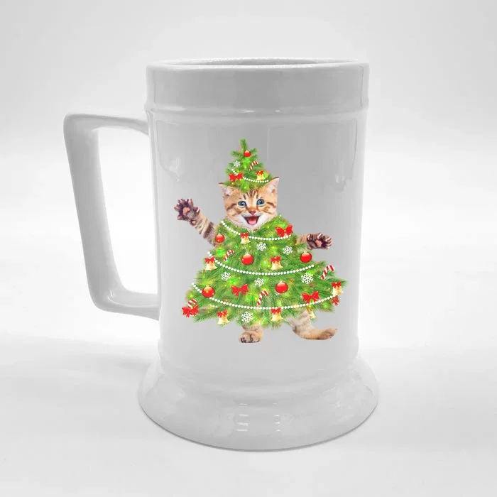 Christmas Tree Kitten Front & Back Beer Stein