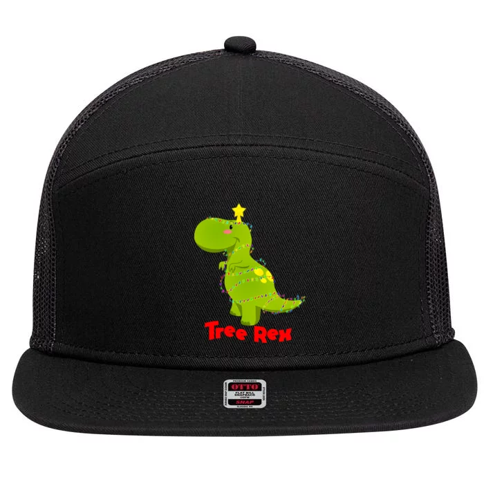 Christmas Tree Rex 7 Panel Mesh Trucker Snapback Hat