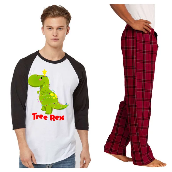 Christmas Tree Rex Raglan Sleeve Pajama Set