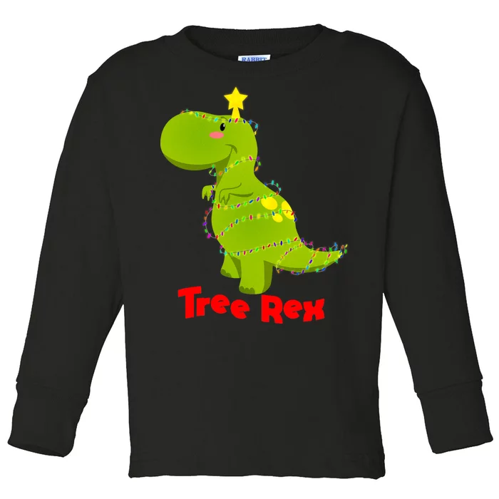 Christmas Tree Rex Toddler Long Sleeve Shirt