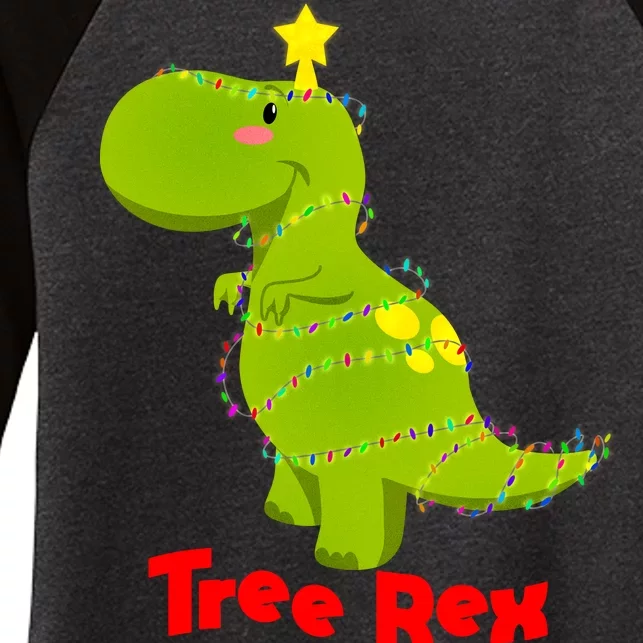 Christmas Tree Rex Women's Tri-Blend 3/4-Sleeve Raglan Shirt