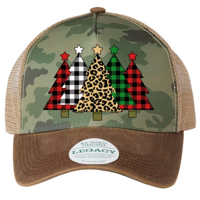 Christmas Trees Buffalo Plaid & Leopard Design Legacy Tie Dye Trucker Hat