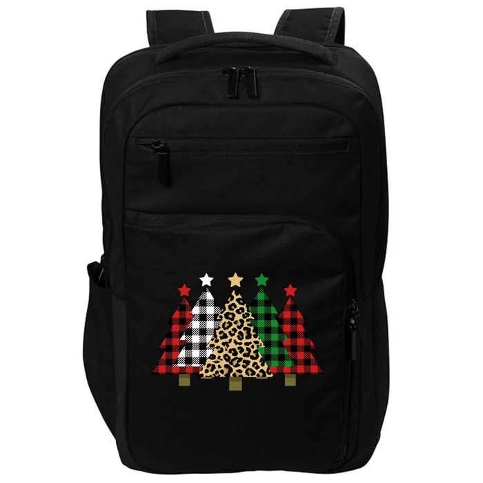 Christmas Trees Buffalo Plaid & Leopard Design Impact Tech Backpack