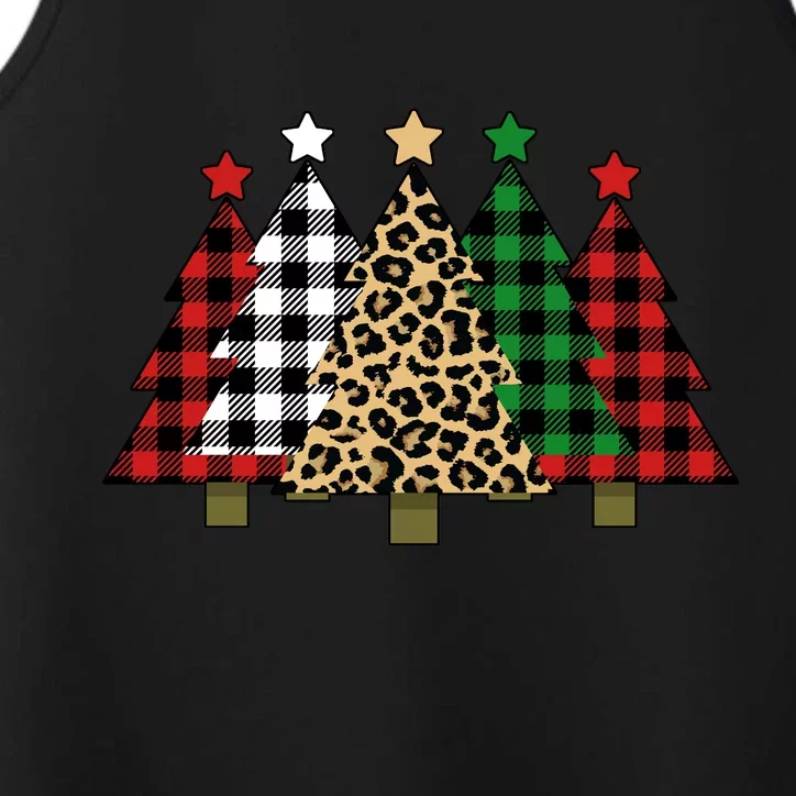 Christmas Trees Buffalo Plaid & Leopard Design Performance Tank