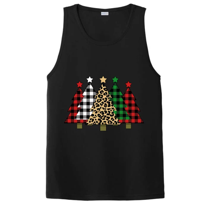 Christmas Trees Buffalo Plaid & Leopard Design Performance Tank