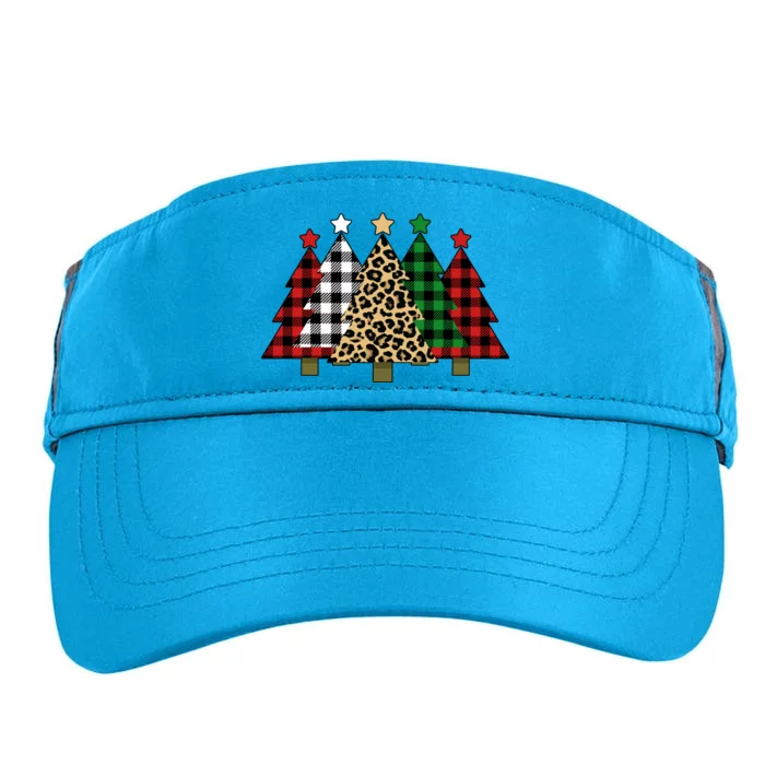 Christmas Trees Buffalo Plaid & Leopard Design Adult Drive Performance Visor