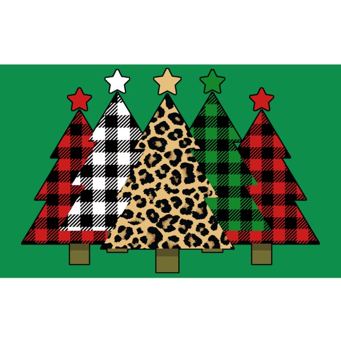 Christmas Trees Buffalo Plaid & Leopard Design Bumper Sticker