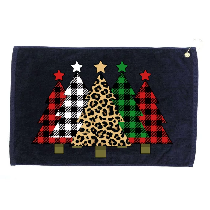 Christmas Trees Buffalo Plaid & Leopard Design Grommeted Golf Towel