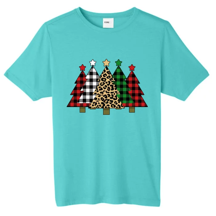 Christmas Trees Buffalo Plaid & Leopard Design ChromaSoft Performance T-Shirt