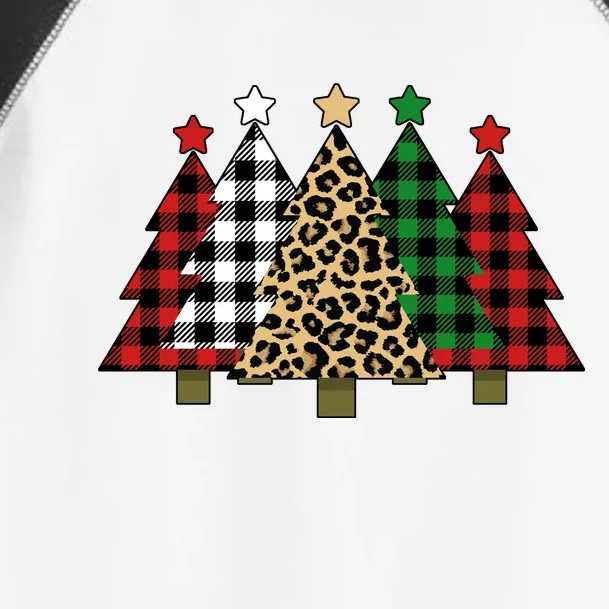 Christmas Trees Buffalo Plaid & Leopard Design Toddler Fine Jersey T-Shirt