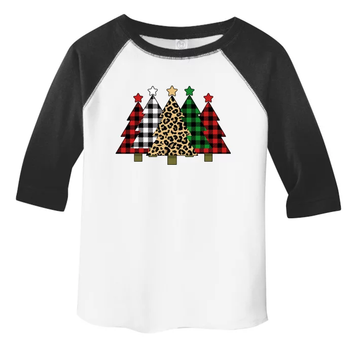 Christmas Trees Buffalo Plaid & Leopard Design Toddler Fine Jersey T-Shirt