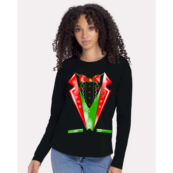 Christmas Tux Tuxedo Womens Cotton Relaxed Long Sleeve T-Shirt