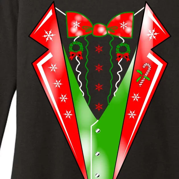 Christmas Tux Tuxedo Womens CVC Long Sleeve Shirt