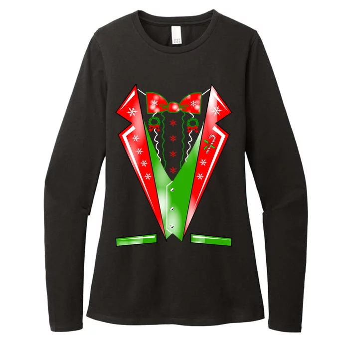 Christmas Tux Tuxedo Womens CVC Long Sleeve Shirt