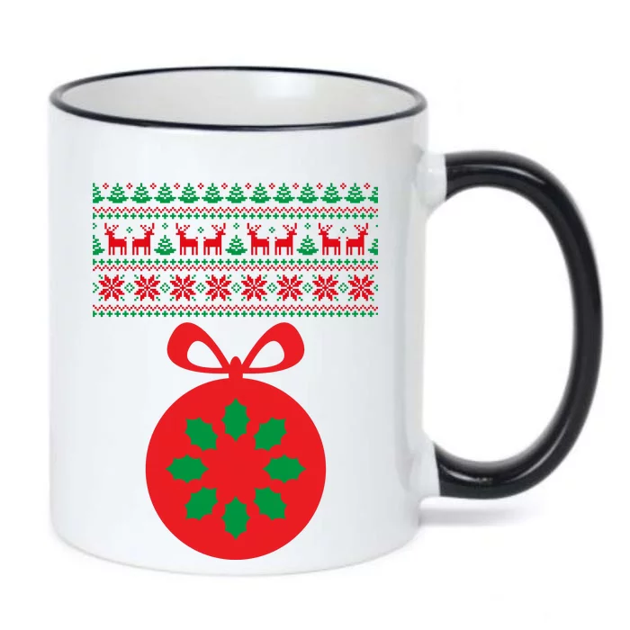 Christmas Ugly Sweater Pregnancy Ornament Black Color Changing Mug