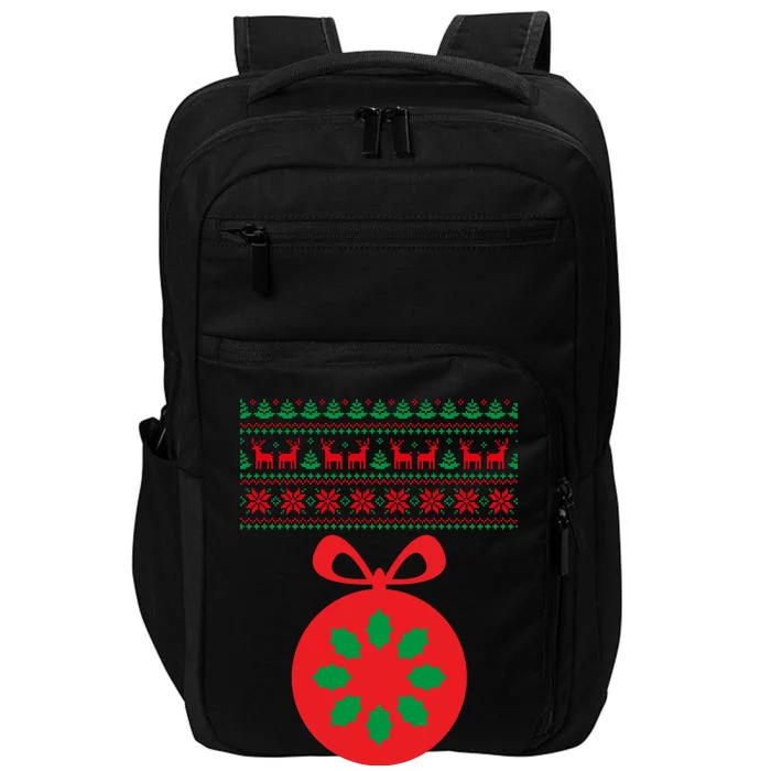 Christmas Ugly Sweater Pregnancy Ornament Impact Tech Backpack