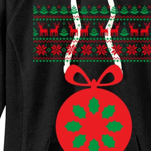 Christmas Ugly Sweater Pregnancy Ornament Women's Fleece Hoodie