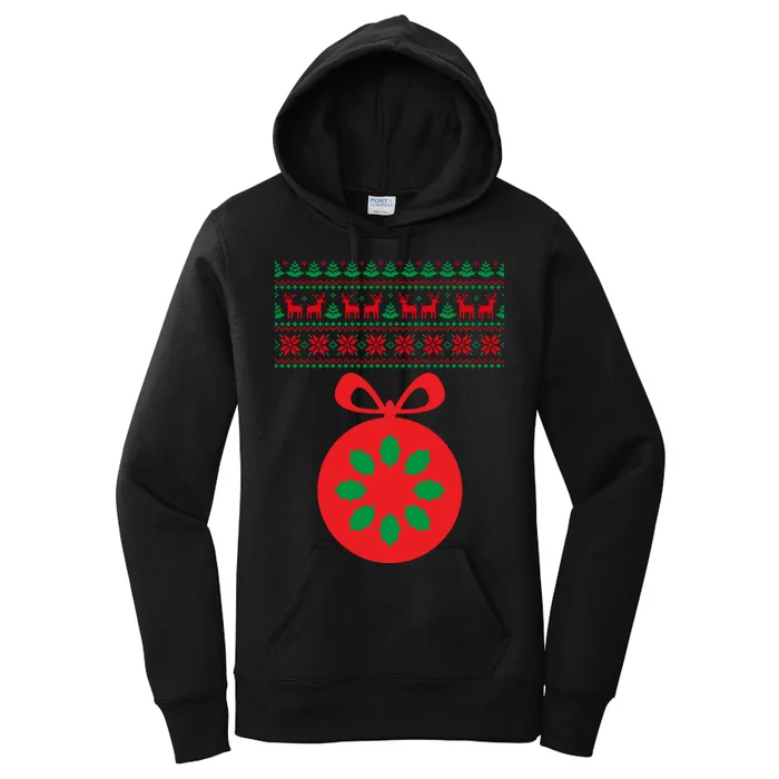 Christmas Ugly Sweater Pregnancy Ornament Women's Pullover Hoodie