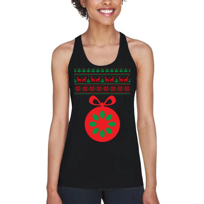 Christmas Ugly Sweater Pregnancy Ornament Women's Racerback Tank