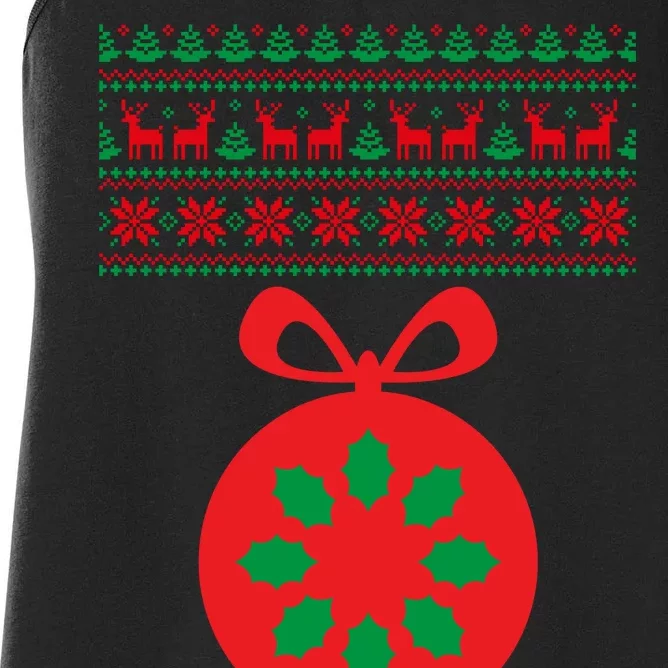 Christmas Ugly Sweater Pregnancy Ornament Women's Racerback Tank